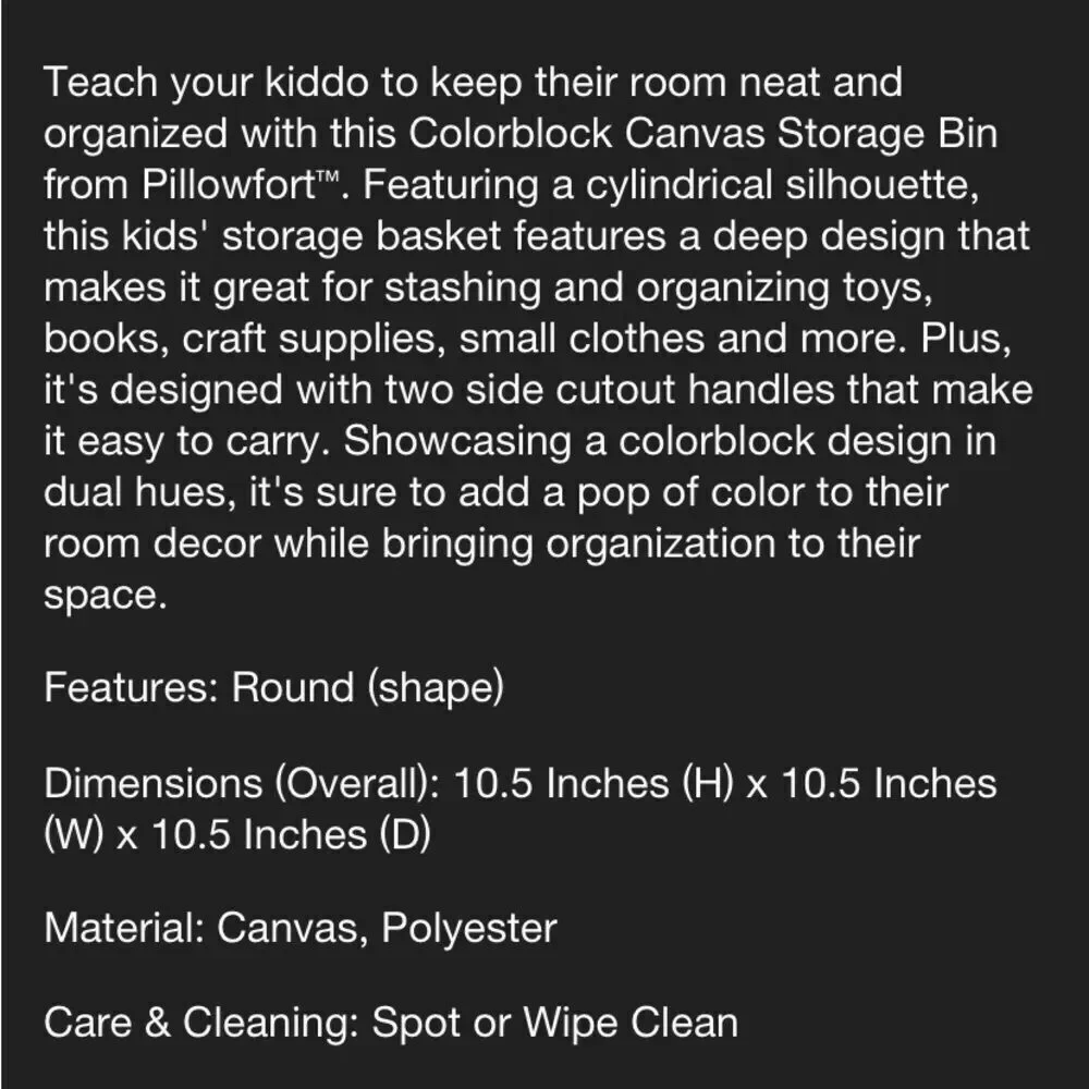 Pillowfort Cylinder Color Block Bin